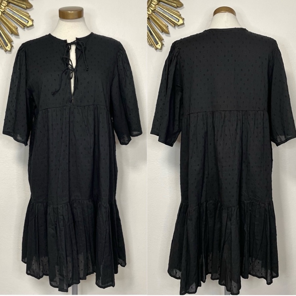 Emerson Fry Isla Dress in Black Swiss Dot Organic